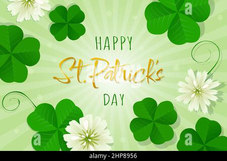 Four-leaf clovers card Stock Vector