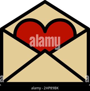 Valentine Envelop With Heart Icon Stock Vector