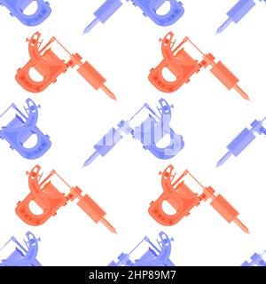 Induction Tattoo Machine Pattern Isolated on White Background. Stock Vector