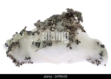 native silver and dyscrasite from Bouismas Mine, Morocco isolated on white background Stock Photo