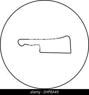 Meat knife Cleaver kitchen icon in circle round black color vector illustration image outline contour line thin style Stock Vector