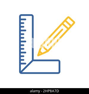 Carpenter square and pencil vector flat icon Stock Vector