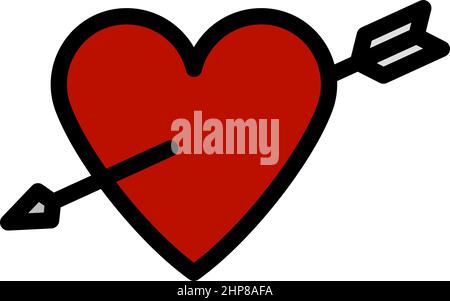 Pierced Heart By Arrow Icon Stock Vector