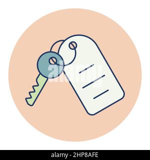 Hotel room key with number vector icon Stock Vector