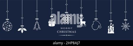 Christmas ornate vector with decoration symbols. Merry Christmas greetings. Stock Vector