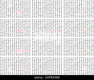 Stream of binary code. Computer 0,1 background design. Digits on screen. Abstract concept graphic data, technology, decryption, algorithm, encryption element. Stock Vector