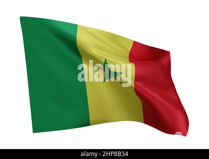 3d illustration flag of Senegal. Senegalese high resolution flag isolated against white background. 3d rendering Stock Photo