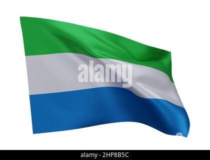 3d rendering of a national Sierra Leone flag isolated on white ...