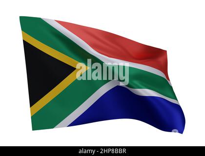 3d illustration flag of South Africa. South Africa high resolution flag isolated against white background. 3d rendering Stock Photo