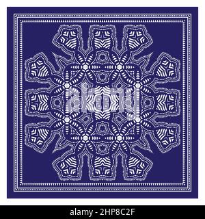 Bandana Shawl, Tablecloth Fabric Print, Silk Neck Scarf, Kerchief Design, Ornament Paisley, Square Pattern Stock Vector