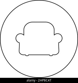 Armchair silhouette recliner Furniture for living room icon in circle round black color vector illustration image outline contour line thin style Stock Vector