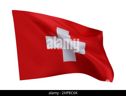 3d illustration flag of Switzerland. Swiss high resolution flag isolated against white background. 3d rendering Stock Photo