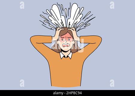 Brain explosion and stress concept Stock Vector