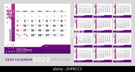 Desk Calendar 2022 Stock Vector