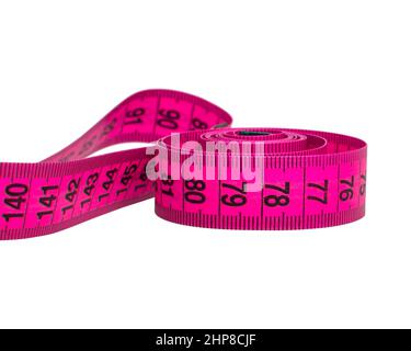 Pink Measuring Tape Vector Isolated On White Background. Spiral