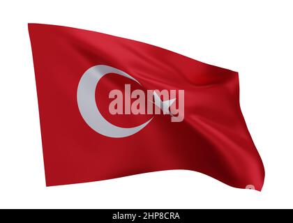 3d illustration flag of Turkey. Turkish high resolution flag isolated against white background. 3d rendering Stock Photo