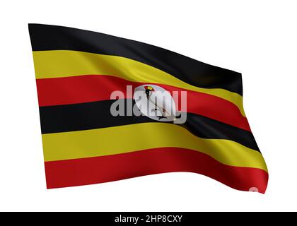 3d illustration flag of Uganda. Ugandan high resolution flag isolated against white background. 3d rendering Stock Photo