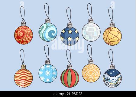 Set of colorful bulbs for Christmas tree decoration Stock Vector