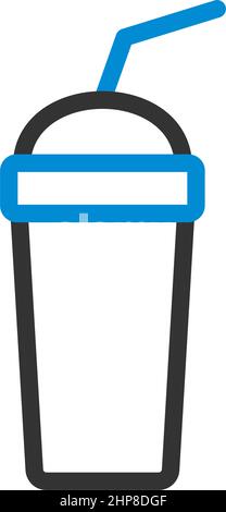 Disposable Soda Cup And Flexible Stick Icon Stock Vector