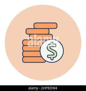 Coins stack outline icon vector. Finances sign Stock Vector