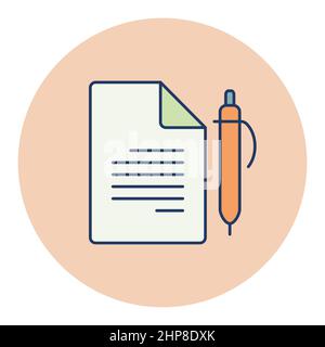 Contract Document With Pencil outline icon Stock Vector