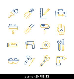 Building, construction and home repair tools icons Stock Vector