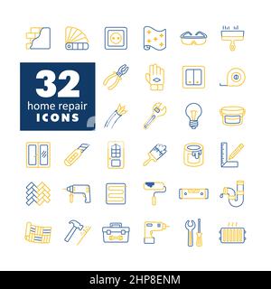 Set of building construction and home repair icons Stock Vector