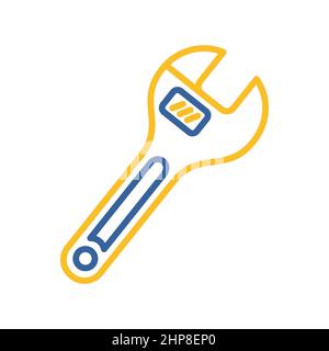 Adjustable spanner vector flat icon. Construction, repair Stock Vector