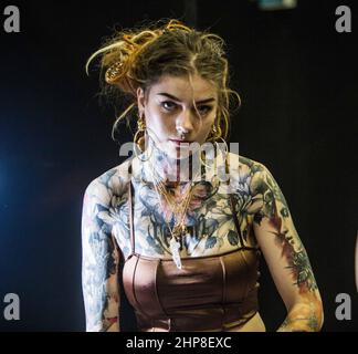 Brighton, East Sussex 19-February 2022 Brighton Tattoo convention open its doors and the event was packed with people wiling to forget the pandemic ,they come to get inked to drink and to have a good time . Paul Quezada-Neiman/Alamy Live News Stock Photo