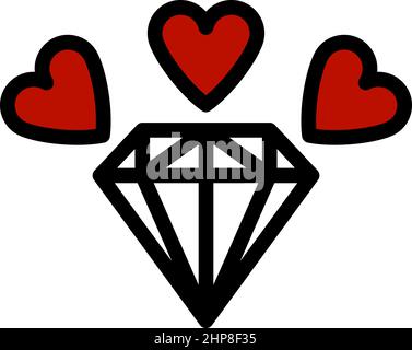 Diamond With Hearts Icon Stock Vector