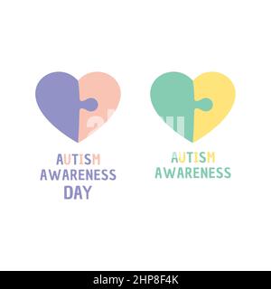 Autism awareness day colorful puzzle Stock Vector