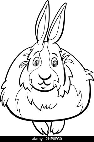 cartoon dwarf rabbit animal character coloring book page Stock Vector