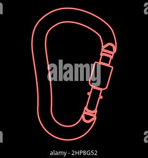 Neon safety hook or carabiner hook red color vector illustration image flat style Stock Vector
