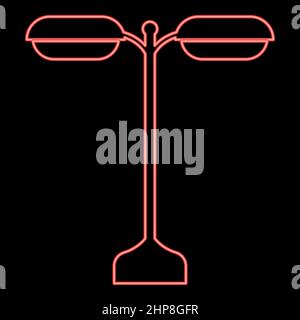 Neon street light or lamp red color vector illustration image flat style Stock Vector