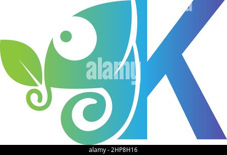 Letter K icon with chameleon logo  design template Stock Vector