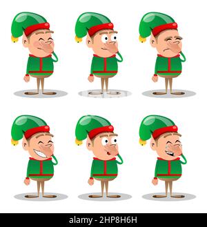 Christmas Elf holding his nose because of a bad smell Stock Vector