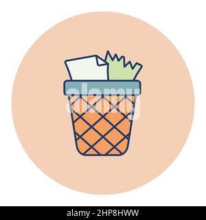 Wastebasket outline icon. Workspace sign Stock Vector
