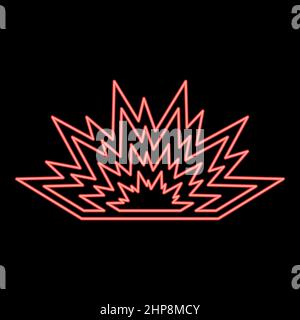 Neon explosion red color vector illustration image flat style Stock Vector