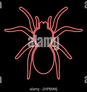 Neon spider or tarantula red color vector illustration image flat style Stock Vector