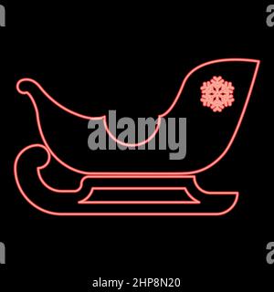 Neon sleigh santa claus red color vector illustration image flat style Stock Vector