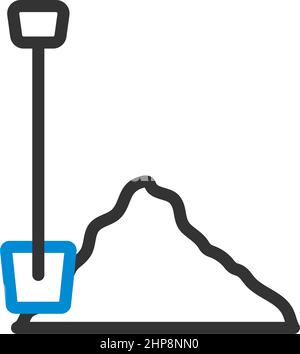 Icon Of Construction Shovel And Sand Stock Vector