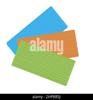 Old Vintage Computer Data Storage. Paper Punched Card Isolated on White Background Stock Vector
