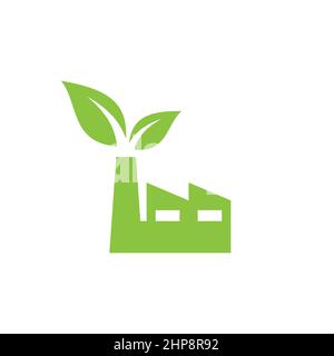 Green factory with leaf vector icon Stock Vector