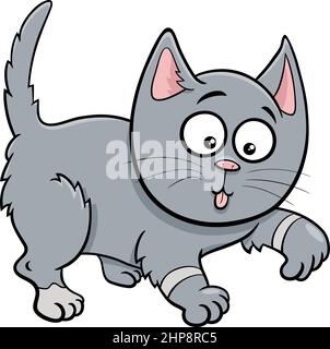 playful cartoon cat or kitten animal character Stock Vector