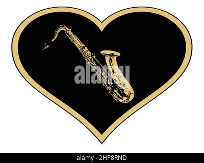 Love Heart Saxophone Stock Vector