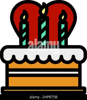 Cacke With Candles And Heart Icon Stock Vector