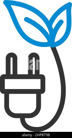 Electric Plug With Leaves Icon Stock Vector