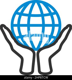 Hands Holding Planet Icon Stock Vector