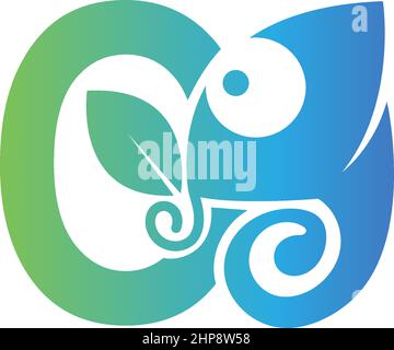 Letter O icon with chameleon logo  design template Stock Vector