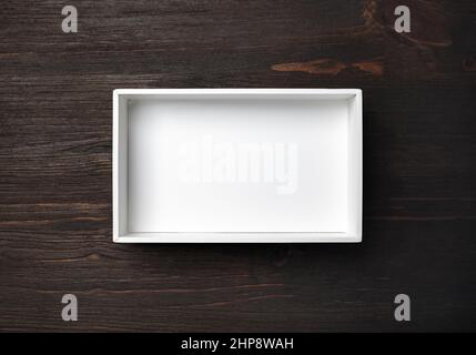 Flat box mock up with blank paper cover label: cardboard gift box on ...